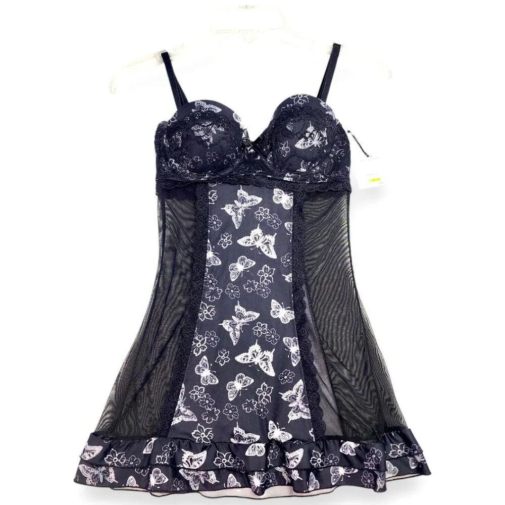 Jessica Simpson intimates Babydoll Lingerie- SMALL- Black & White- Women's